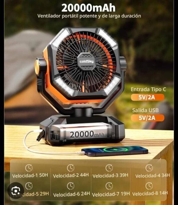 Ventilador Recargable (20000mAh) - Imagen 2